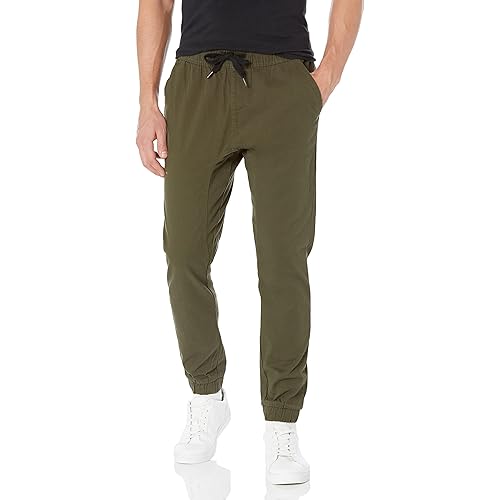 WT02 Mens Jogger Pants in Basic Solid Colors and Stretch Twill Fabric