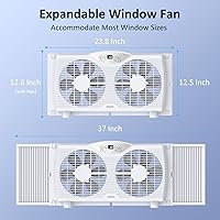 Vista 9 de shinic Ventilador de ventana doble con 2 mandos a distancia