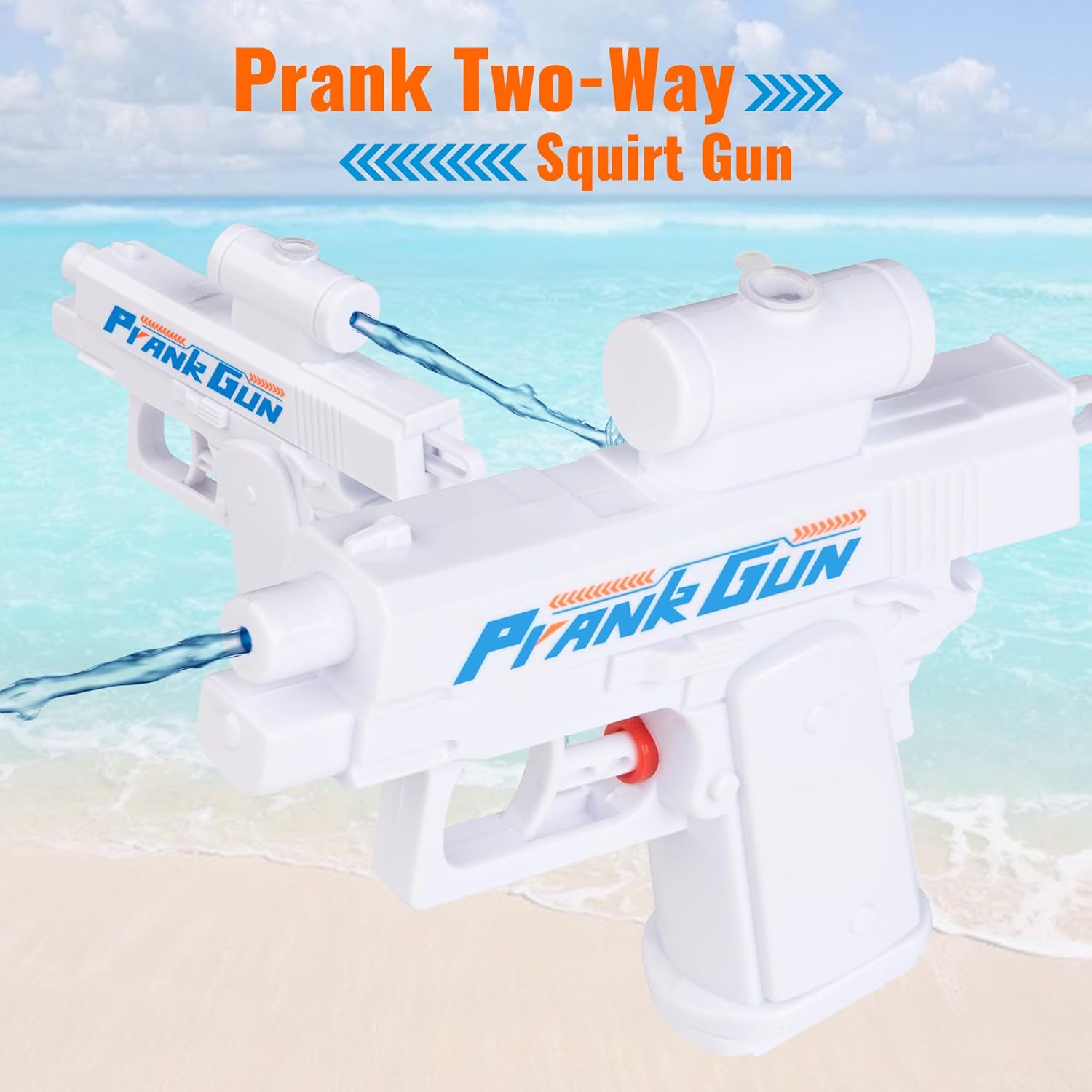 Prank Water Gun, Prank Two-Way Water Gun, Pranks Battle Waters Guns Fight, Novelty Game for Parties & Summer Fun (White)