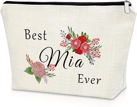 Sazuwu Mia Gift Grandma Birthday Gift Makeup Bag Best Mia Ever Gifts Mothers Day Gifts for Grandma Cosmetic Bag Grandma Gifts from Grandchildren Christmas Gifts for Grandmother Travel Pouch