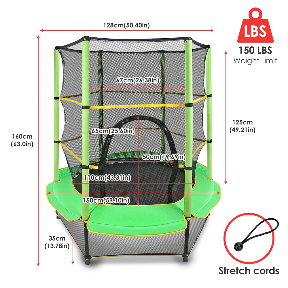 Kinder Trampolin Ø 140cm Indoor Kindertrampolin mit Sicherheitsnetz & gepolsterter Sicherheitsabdeckung, Draußen Trampolin für ab 3 Jahre, Gartentrampolin