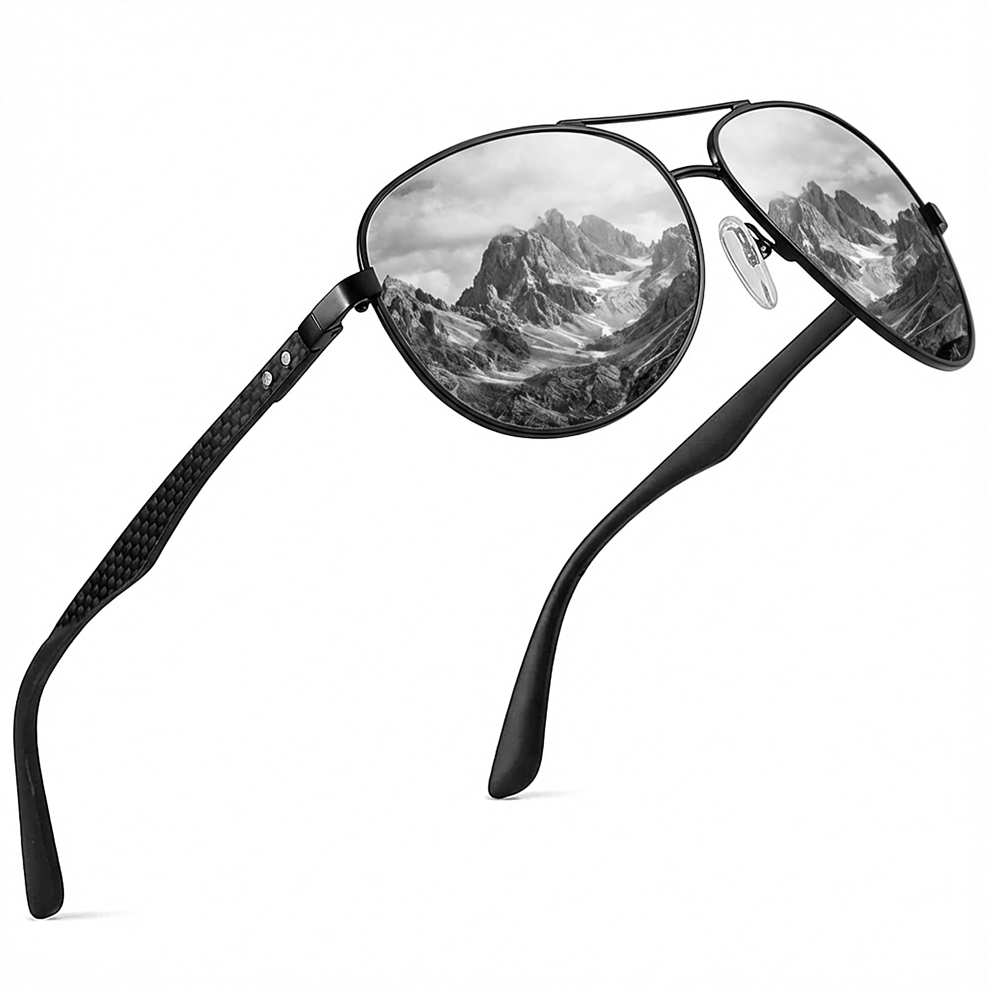ZENOTTIC Sonnenbrille Herren Damen Polarisiert Retro Pilotenbrille Kohlefaser Metall Rahmen UV400 Schutz Fahren Reisen Angeln Sport