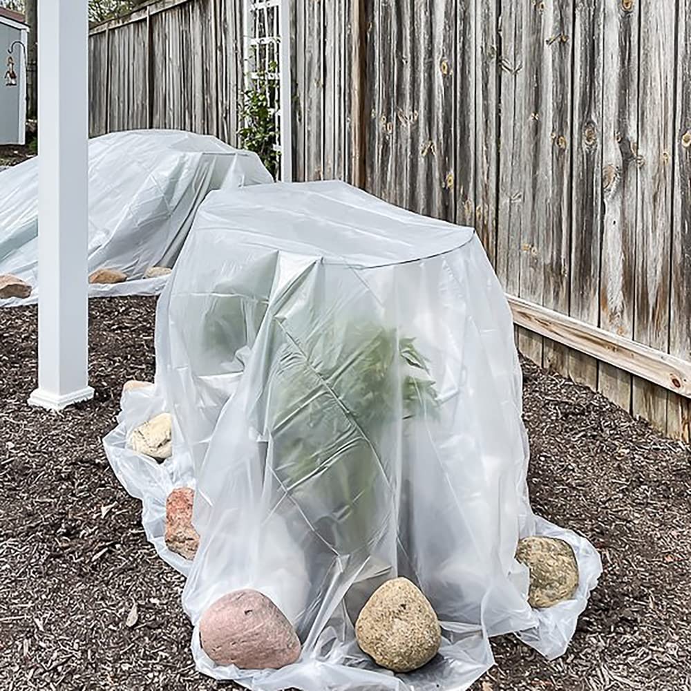 Trlyane Extra Thick Plastic Sheets 2m x 10m - Large Heavy Duty Polyethylene Film | Waterproof Windproof Garden Grow Polytunnel Cover | Greenhouse Cover for Outdoor Plants, Farms Trlyane Extra Thick Plastic Sheets 2m x 10m - Large Heavy Duty Polyethylene Film | Waterproof Windproof Garden Grow Polytunnel Cover | Greenhouse Cover for Outdoor Plants, Farms