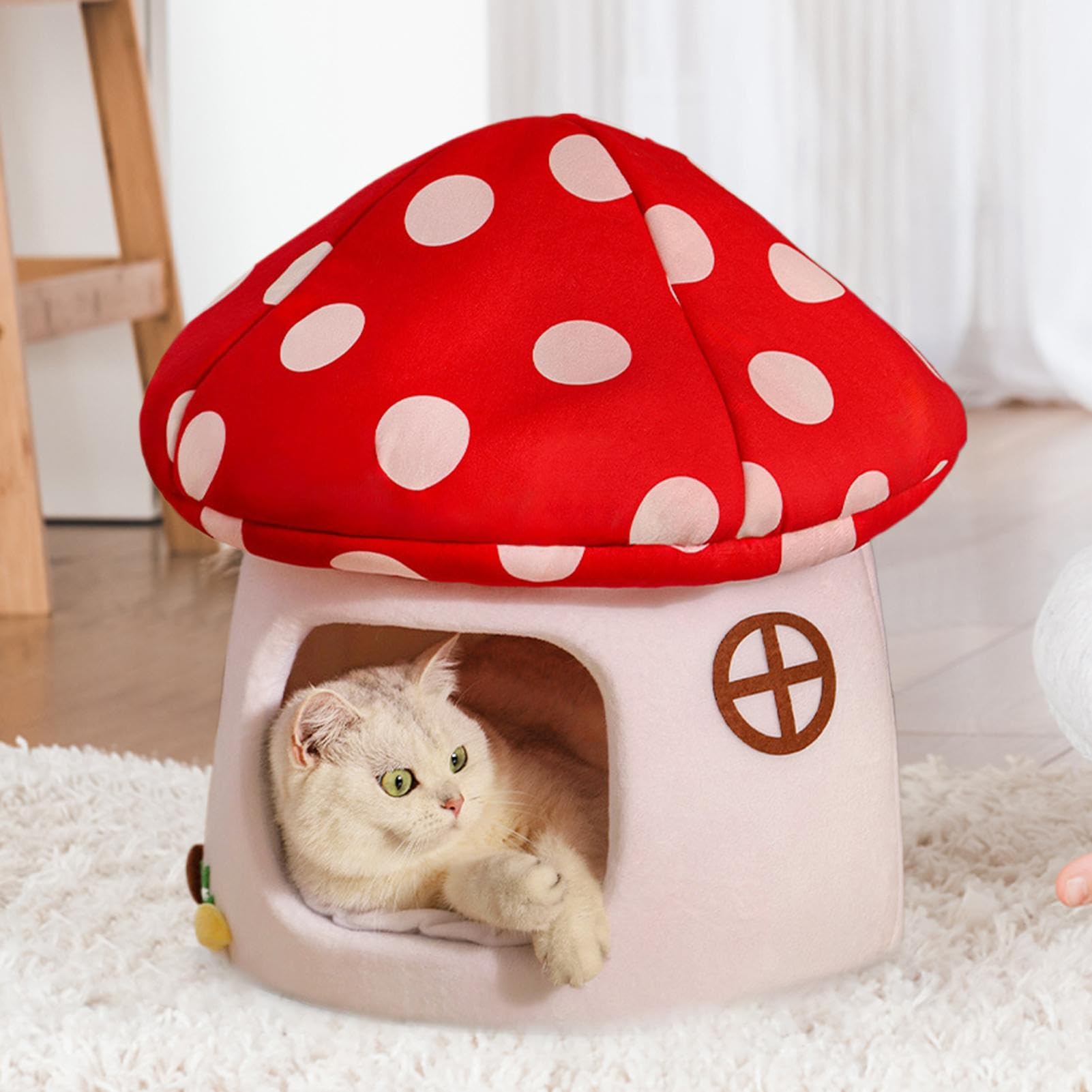 Cama de dormir para gatos – Cama para mascotas semicerrada | Cama de dormir y cálida, tienda de campaña para mascotas pequeñas, gatos y cachorros | Tienda Cálida Acogedora Cuevas Camas Suave Felpa Nidos Calentita Para Perros Pequeños Gatos Cachorros