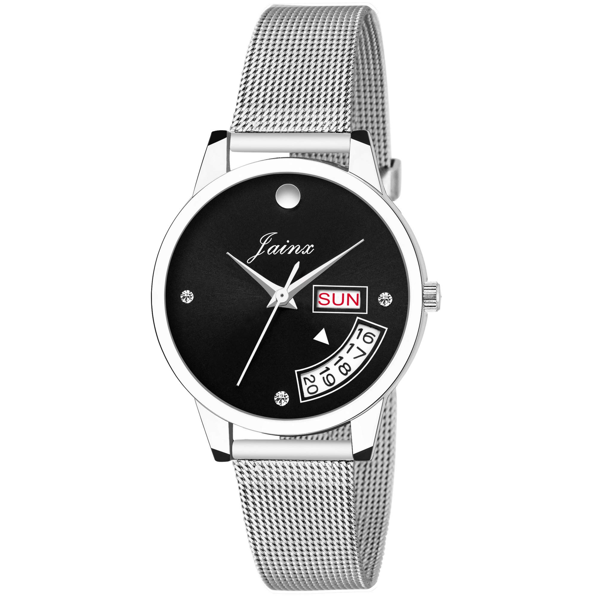 jainx Black Dial Day and Date Mesh Chain Analog Wrist Watch for Women - JW598 (B07HRP712K) Amazon Price History, Amazon Price Tracker