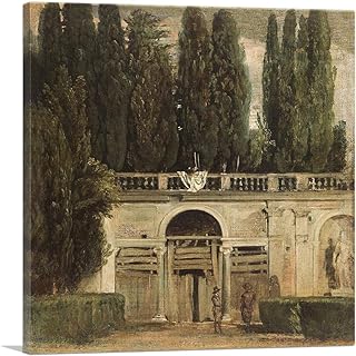 ARTCANVAS View Of The Gardens Of Villa Medici Rome 1630 Canvas Art Print Stretched Framed Painting Picture Poster Giclee Wall Decor by Diego Velazquez - 12" x 12" (1.50" Deep)