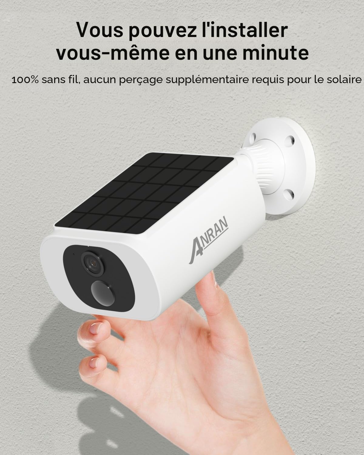 ANRAN 5MP Caméra Surveillance WiFi sans Fil, Panneau Solaire Intégré | Floodlight Caméra, éclairage Intelligent, Vision Nocturne Couleur, Alarme, Audio Bidirectionnel
