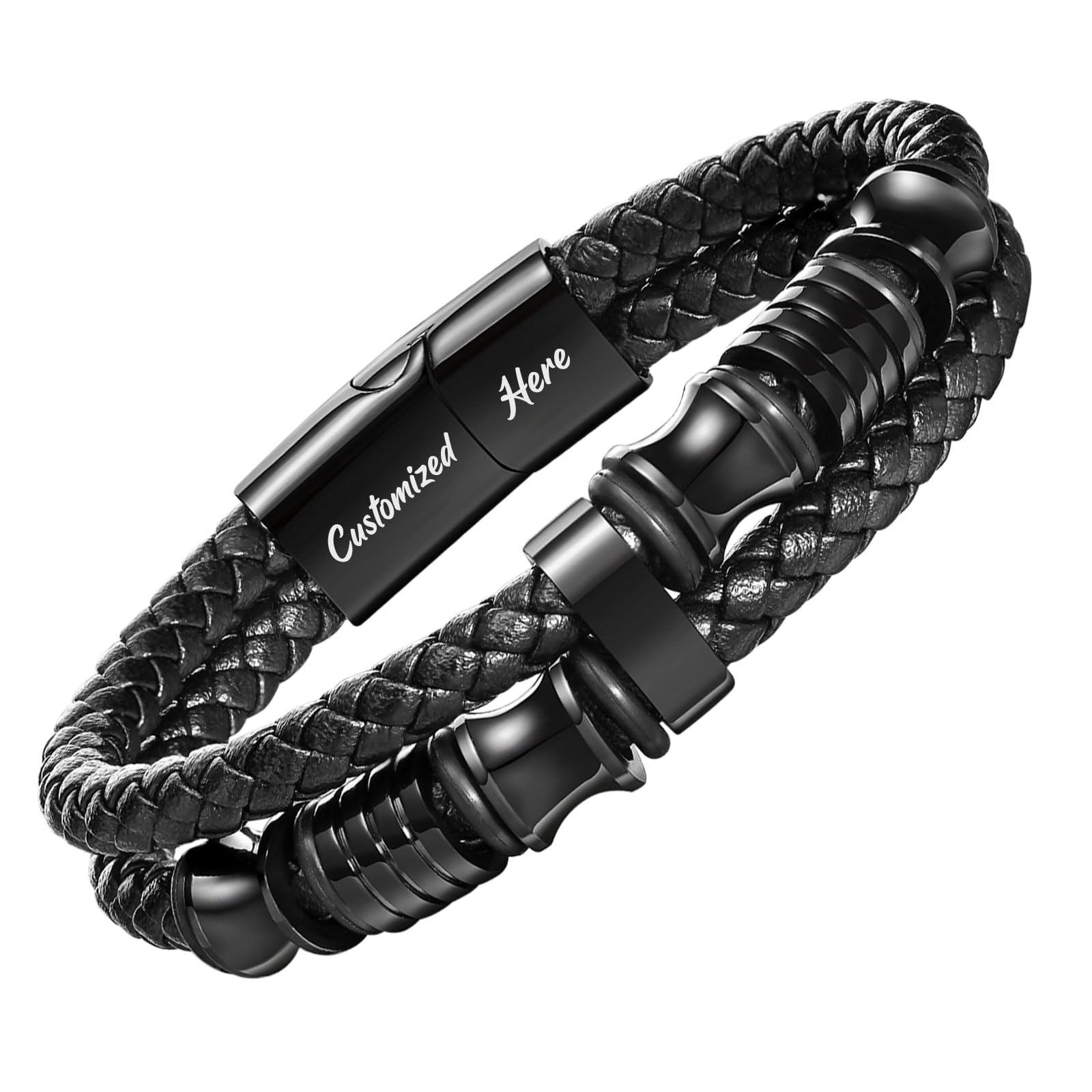 PRY｜Stannum Leather Bracelet 002｜シュウト VNOX Leather Mens Bracelet Braided Leather Bracelet for Men Gifts