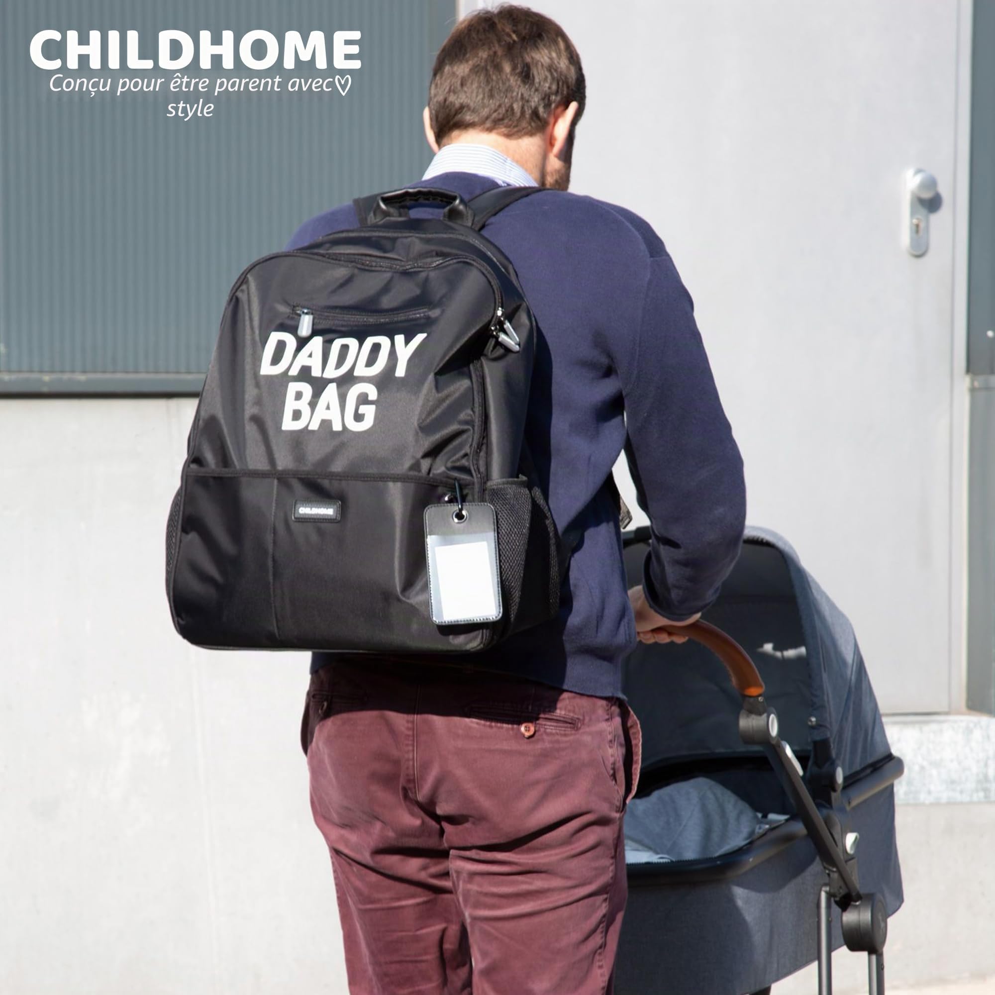 CHILDHOME, Sac À Dos À Langer, Sac Voyage, Grande Contenance, Fonctionnel, Design Belge, Dos Mesh Respirant, Matelas À Langer Pliable, 35 l, Daddy Bag, Noir