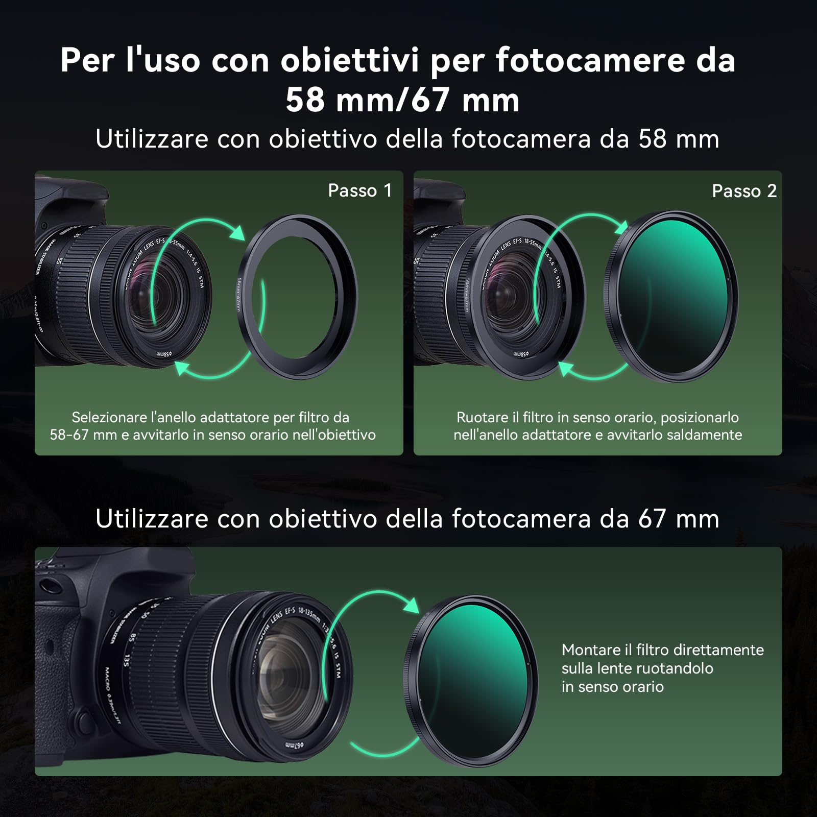 APEXEL Filtro Universale per Cellulare, Filtro Variabile ND2-ND400 da 67 mm, Adatto per iPhone 17/16/15... Samsung, Xiaomi e Altri Smartphone