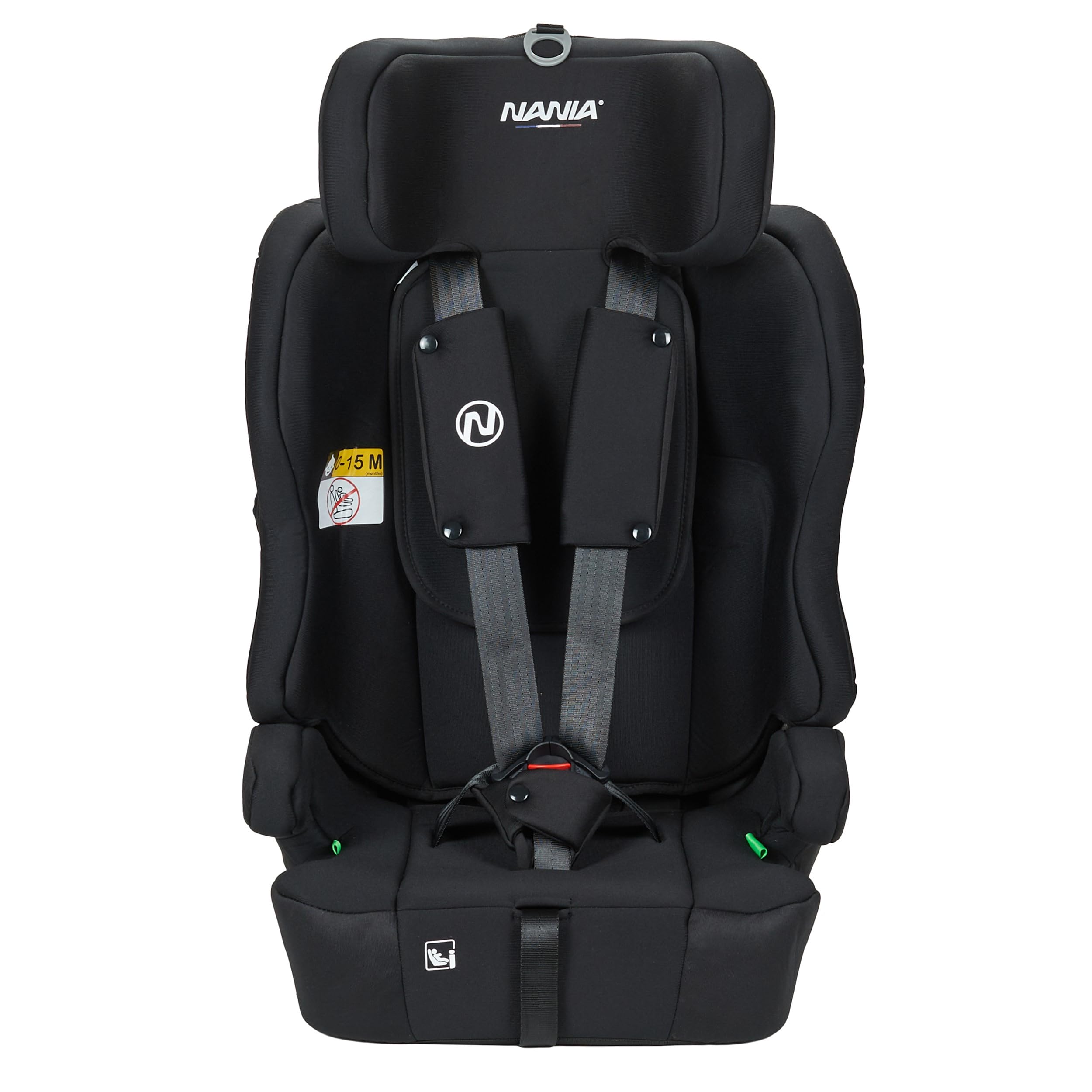 Nania Asiento infantil Rio I-size 76-150 cm, grupo 1/2/3 de 9 a 36 kg, de 15 meses a 12 años, reposacabezas ajustable, cinturón de seguridad de 5 puntos, funda extraíble, fijación con cinturón