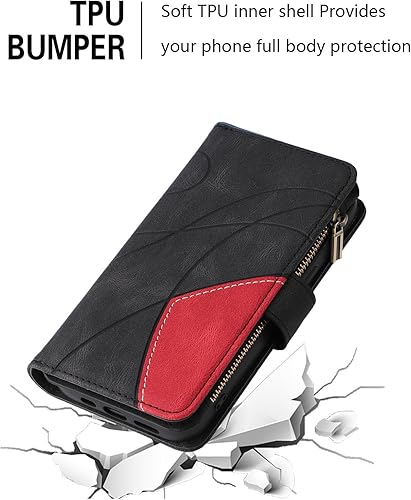 Miniatura 7 de Asuwish Funda de teléfono para iPhone 66s78SE 2020 2022 Funda tipo cartera con protector de pantalla y cremallera abatible para tarjetero, ranura