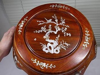 【美品】花梨 無垢 螺鈿細工 花鳥文 スツール/椅子 飾り台/花台/香炉台 唐木 美品】花梨 無垢 螺鈿細工 花鳥文 スツール/椅子 飾り台/花台