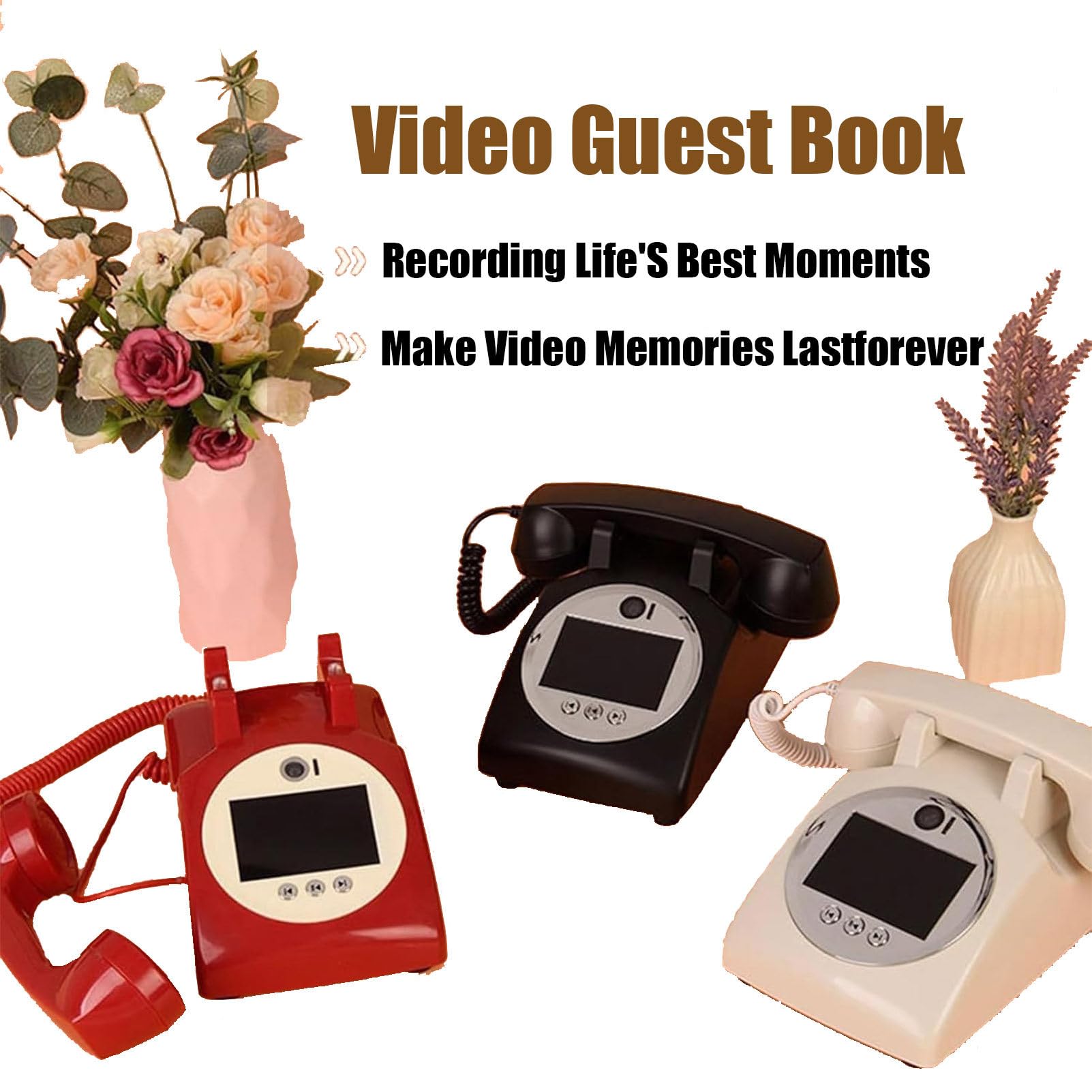 Video Audio Guest Book Telefono, Registrazione 1080P, Personalizzabile per Matrimoni ed Eventi Memorie