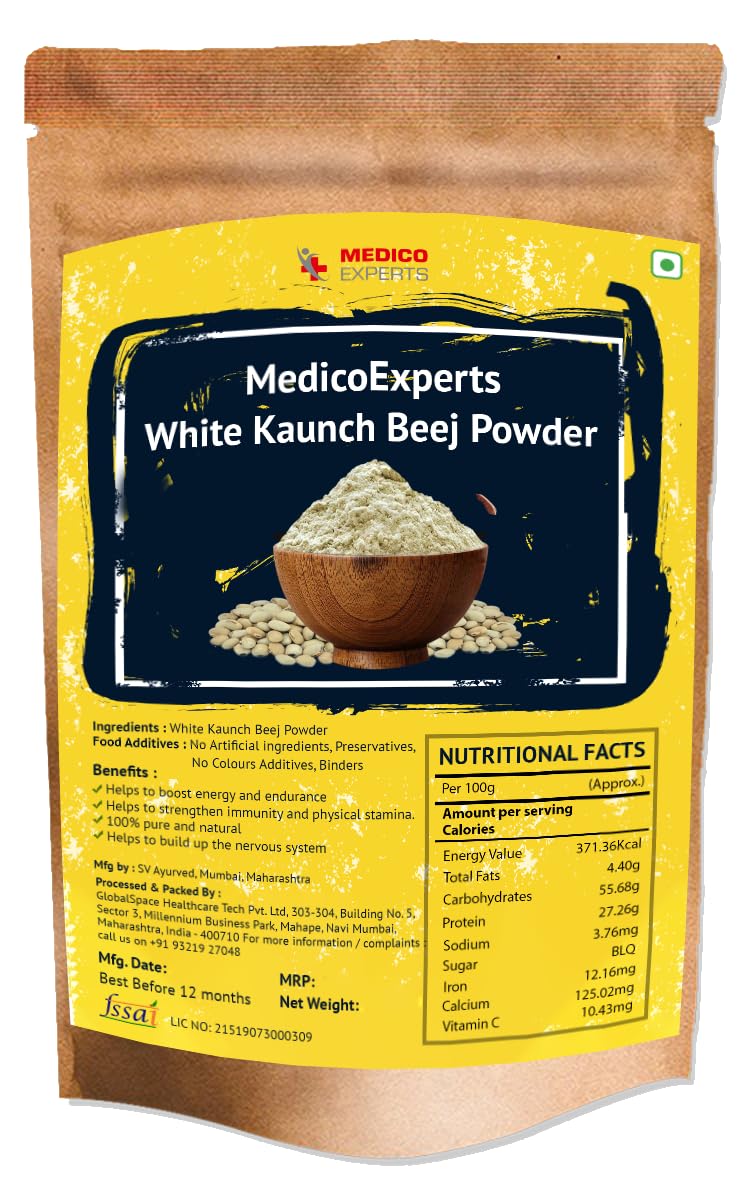 MedicoExperts Organic Kaunch Beej Powder - Kapikachu Powder Improves Energy - Konch Beej Powder 100 gm