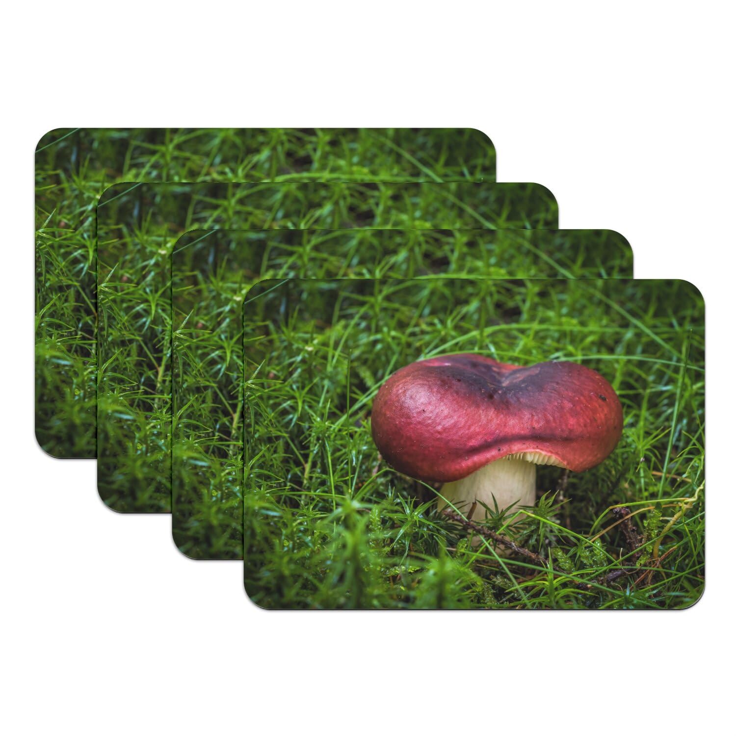 Set de table champignon mauve en caoutchouc | Lot de 4 grands formats pour la table de cuisine