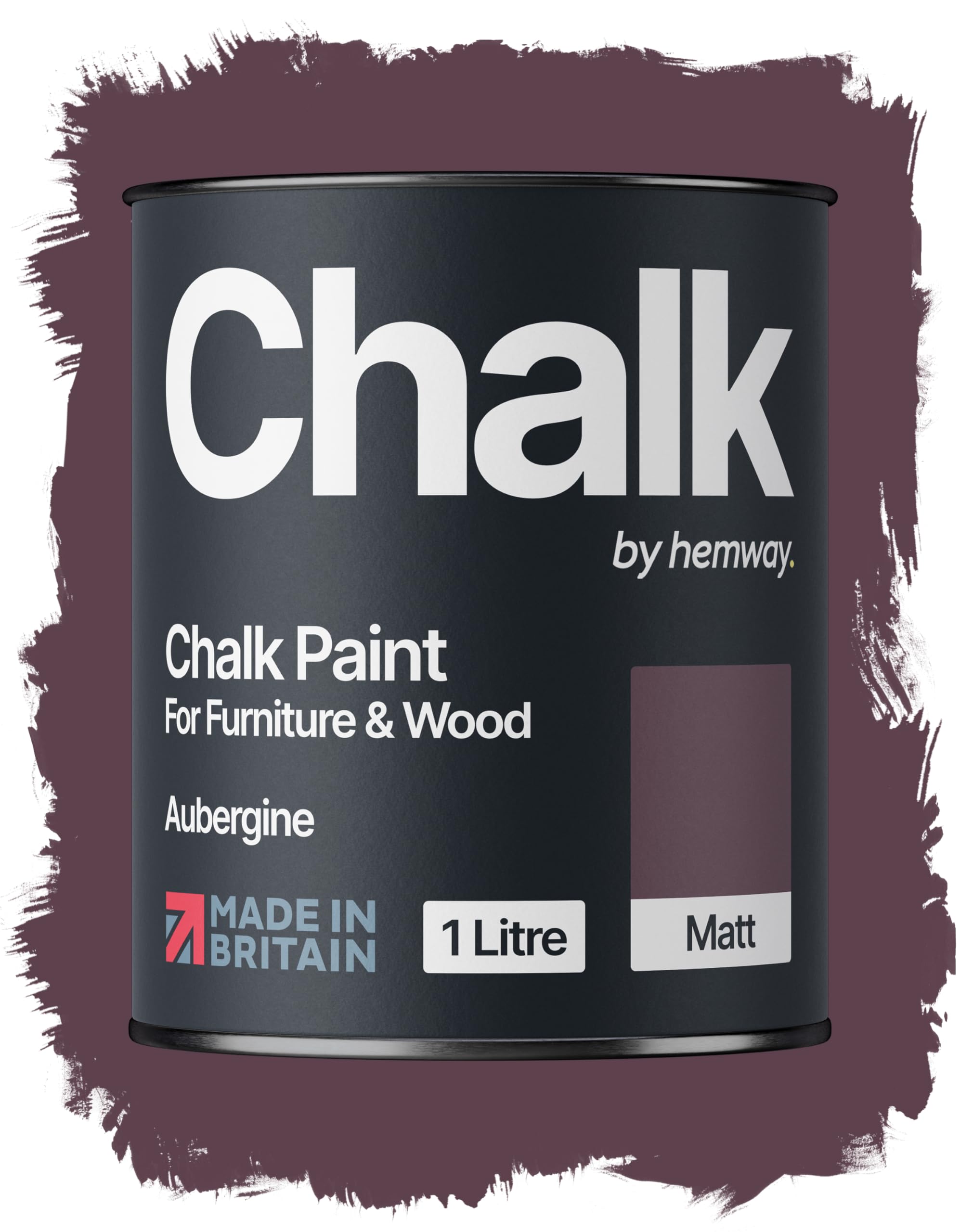 Hemway Chalk Paint Aubergine Purple 1L, Furniture Paint, Matt Finish Shabby Chic, Chalk Furniture & Walls, Quick Dry & 1 Coat