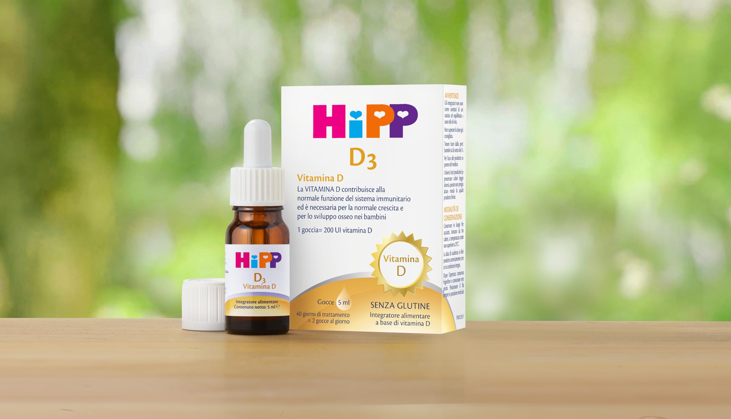 HiPP- HiPP D3, Vitamina D3, Integratore Alimentare, Bambini, in Gocce, Flacone 5 ml, con Pratica Pipetta Contagocce, Senza Glutine, Senza Additivi