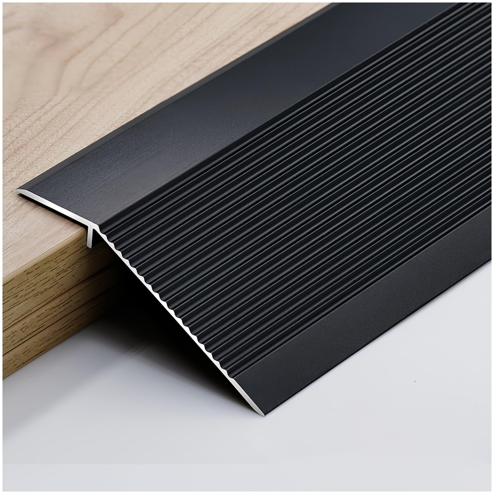 Ramp Edge Profile Threshold Strip, Aluminum Laminate Threshold Ramp, Floor Bar for doorways, for Joining Floor Gaps,Carpet Threshold Transition,Floor Tiles(Black,100mm x 900mm)