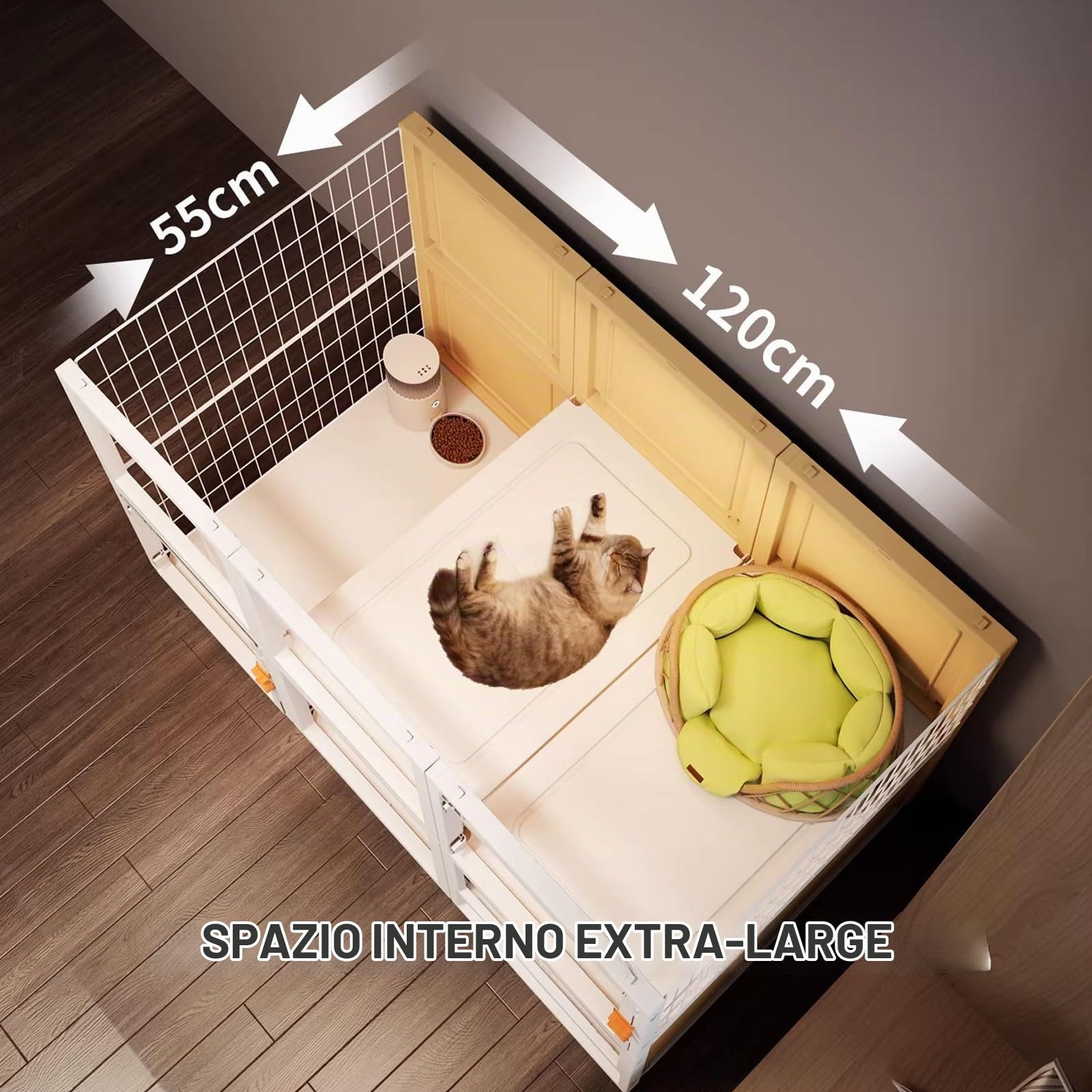 Gabbia per Gatti Da Interno Cat Villa Dispone Di Una Lettiera A Cassetto Spazio Di Archiviazione Superiore Facile Da Montare Animali Domestici Da Esterno Casa Casa per Animali(122 * 56 * 127cm)