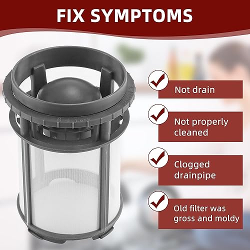 Miniatura 4 de Repuesto de taza de filtro de bomba de lavavajillas W10872845 compatible con Whirl-pool Ken-more Ama-na Kitchen-iad Filtro de piezas de