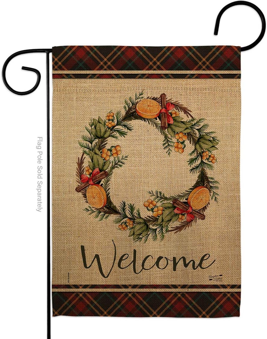 Winter Spices Wreath Garden Flag Set Mailbox Hanger Wintertime Wonderland Snowflake Snowman Ice Skate Season Snow Small Decorative Gift Yard House Banner Double-Sided Made In USA 13 X 18.5