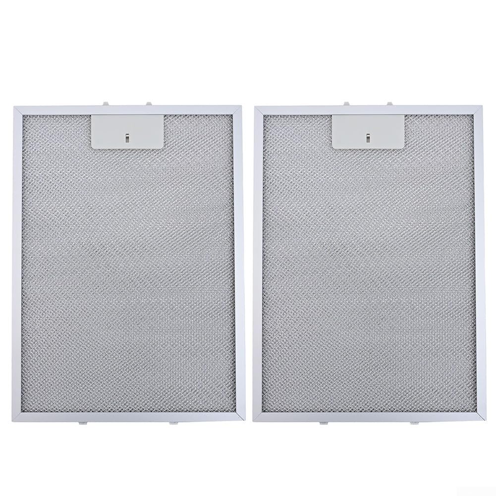 2 filtros de malla de aluminio para campana extractora de 370 x 270 mm, filtro de grasa plateado para escape de cocina, filtración de 5 capas lavable (2 unidades)