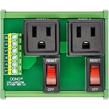 DIN Rail Mount AC 120V NEMA 5-15R 2 Receptacle Outlet Power Module, with Rocker Switch Thermal Circuit Breaker Overload Protector