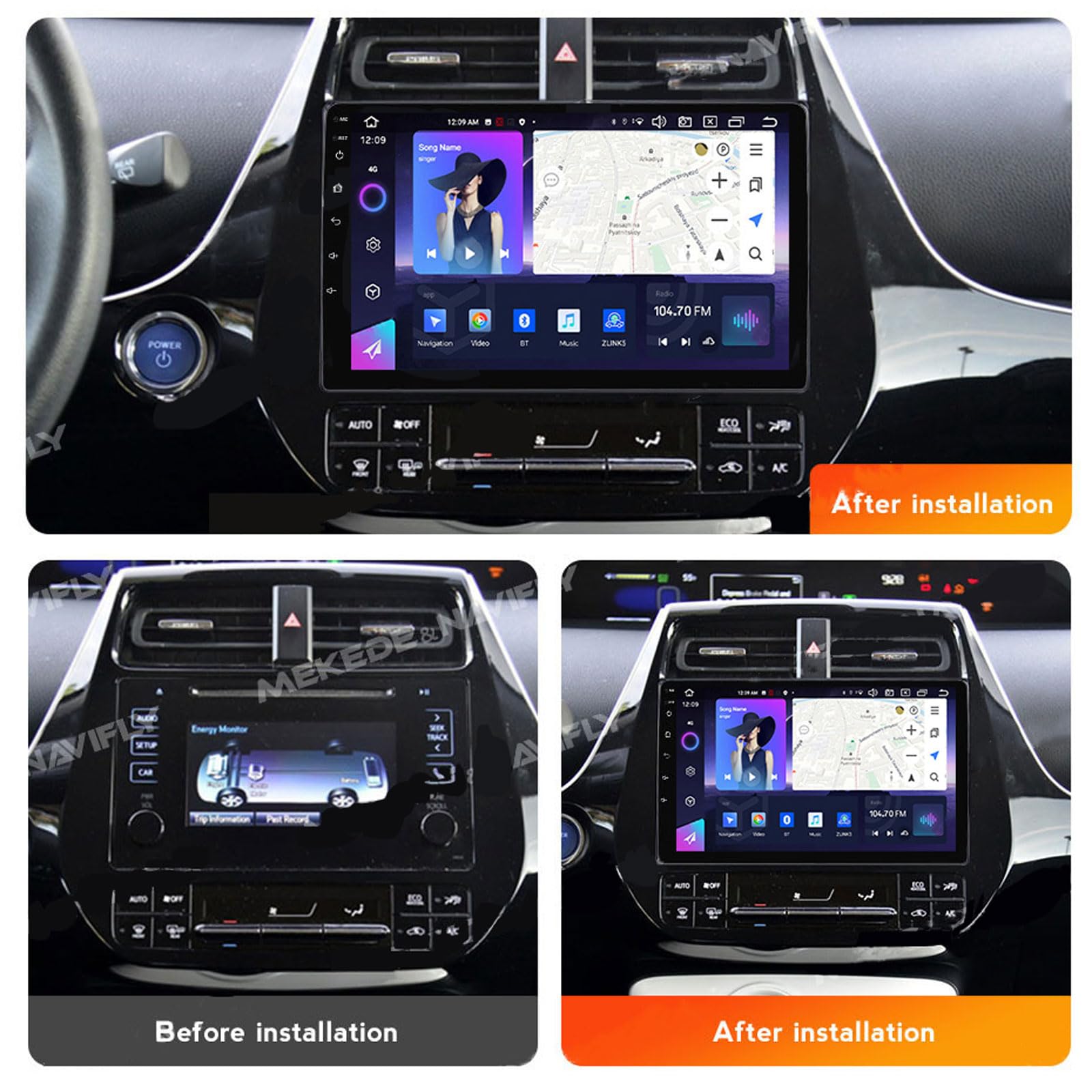 EsaSam Android 13 Car Stereo QLED Display Compatible with Toyota Prius XW50 2015~2020 Touch Screen 9 Inch Car Radio with Car Play Bluetooth Navigation Android Car Radio FM RDS SWC,8 Core NF7 8G+256G