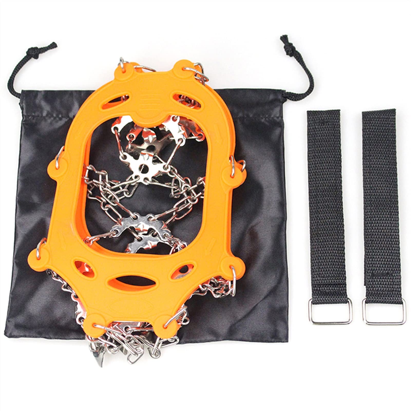 Schuhspikes 2 STÜCKE 23 Zähne Edelstahl Eisklaue Anti-Skid Schuhe Steigeisen Eisgreifer Edelstahl Anti-Rutsch-Griffe EIS Schneeschuhe Boot (Color : Orange M)