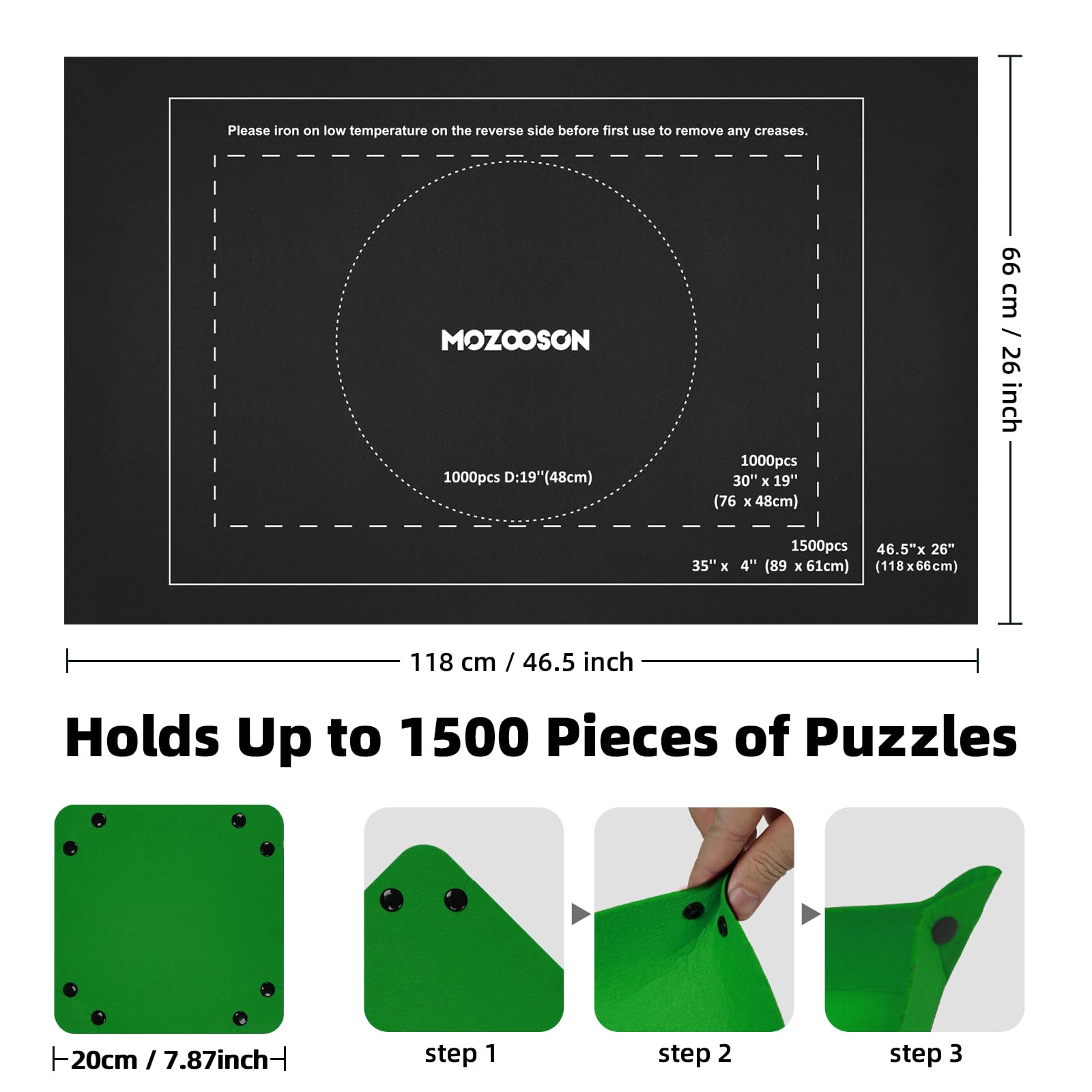 MOZOOSON Tapete Puzzle, Puzzle Mat Roll para Puzzle 1000 1500 Piezas para Adultos Niños, Fieltro Puzzles Tapete, Jigsaw Puzzle Roll Pad, Accesorio para Guardar los Puzzles