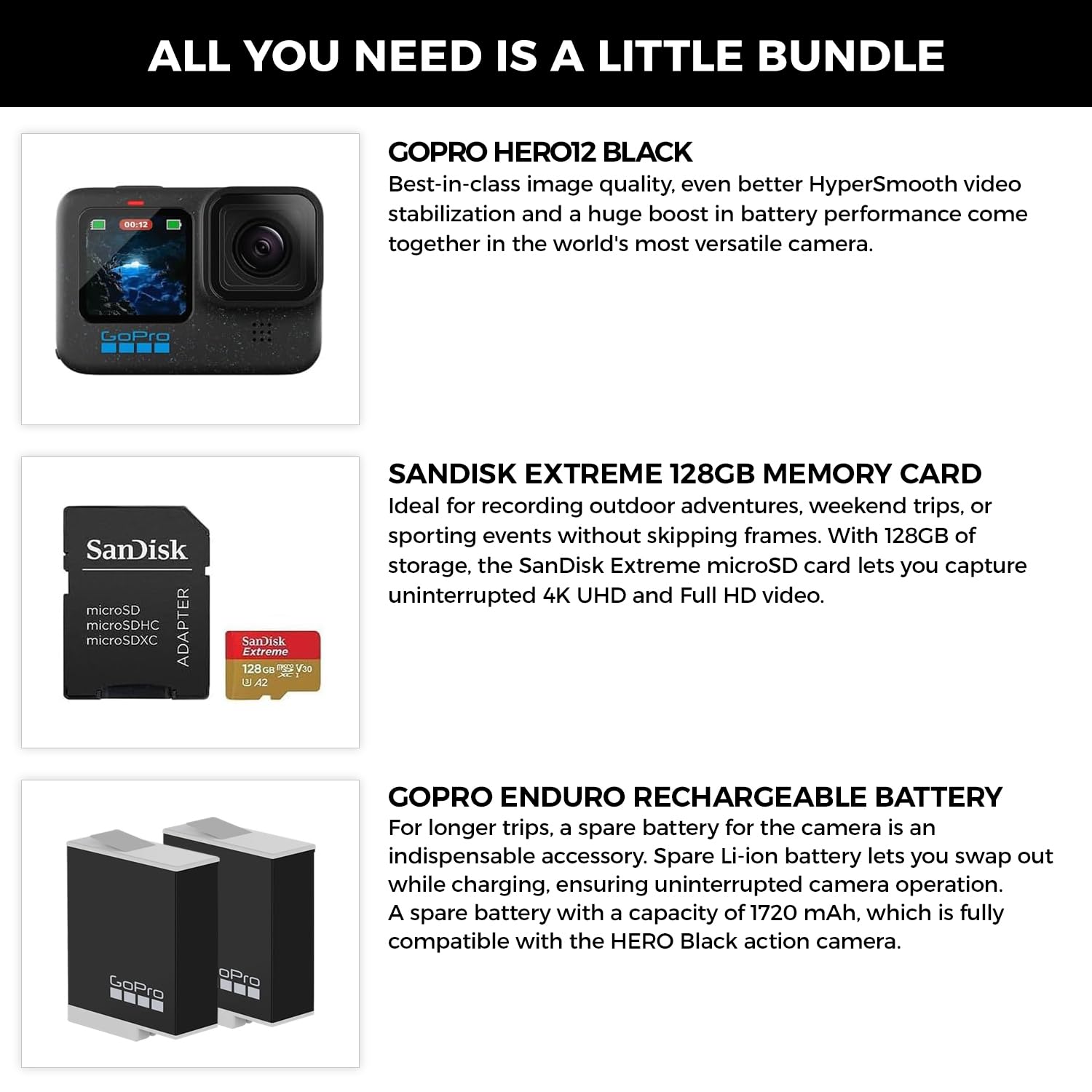 Amazon.com : GoPro HERO12 Black 4K Camera with Hypersmooth 