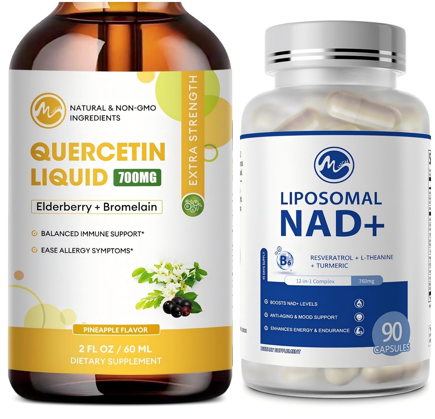 Fórmula Poderosa: Quercetin Liquid Drops para Saúde Imunológica, Respiratória e Suporte Energético com NAD+ Lipossomal e Resveratrol
