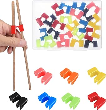 24 Pcs Reusable Chopsticks Helpers, Training Chopstick Hinges Connector Practice Chinese Chopstick Helper Plastic Training Chopstick Chopsticks Trainer for Adults, Kids, Beginner, Trainers