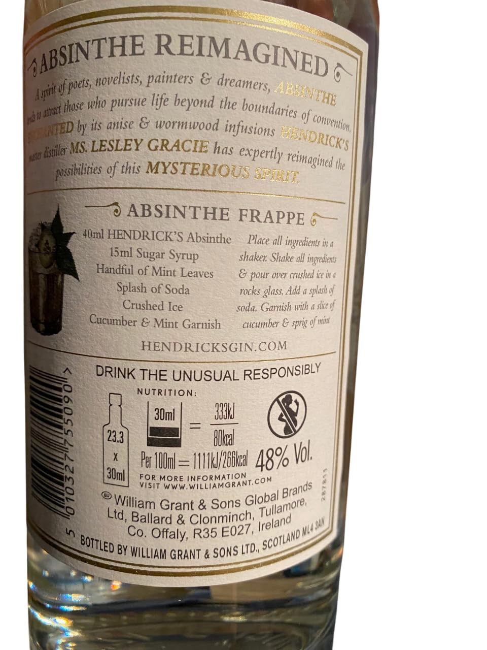 HENDRICK’S Absinthe – Neu gedacht & unverkennbar Hendrick’s – Mit Rosen- & Gurkenessenzen – Kräuterig, floral & außergewöhnlich – 48% vol. – 0,7 l
