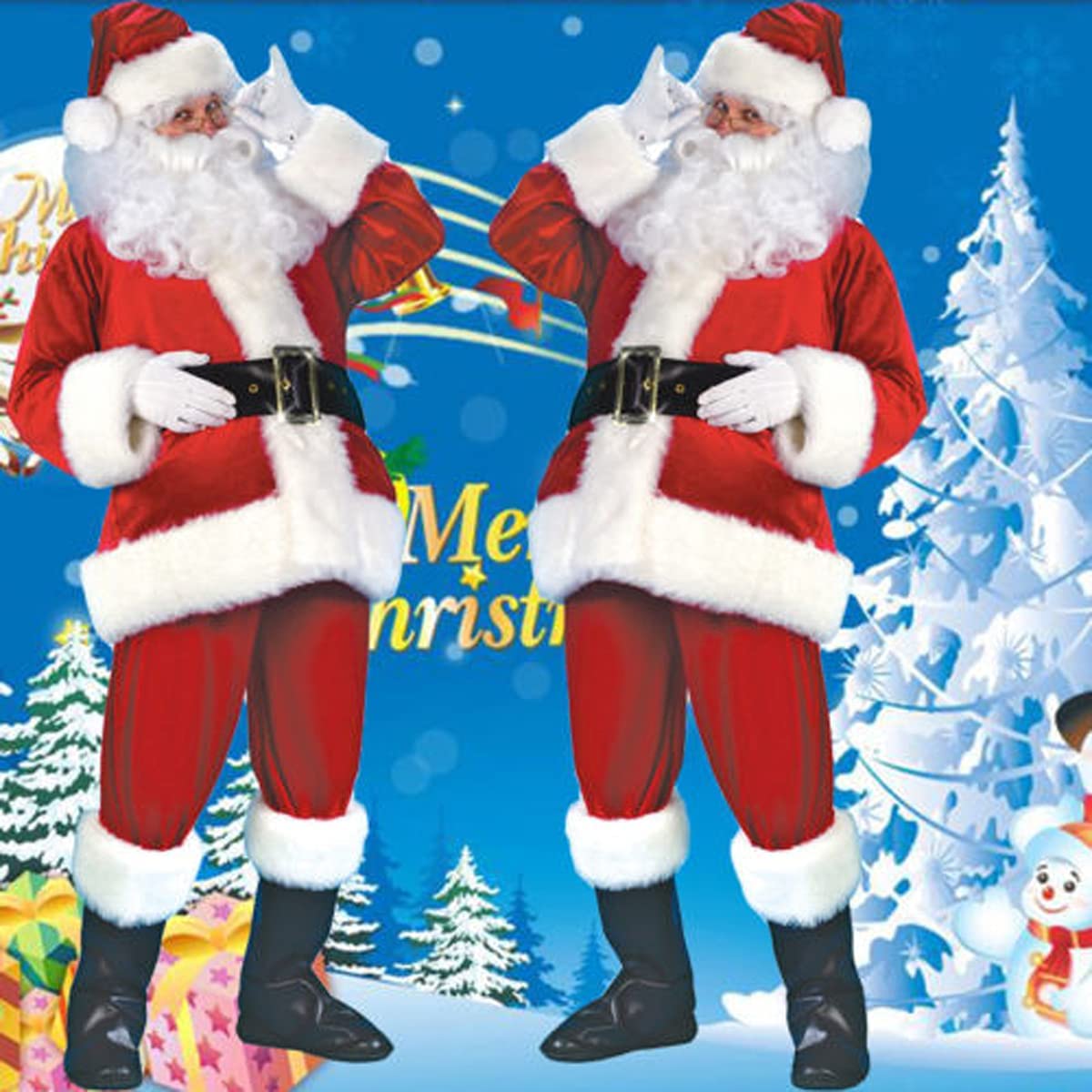 Herren Damen Kostüm Weihnachtsmann Partei Cosplay Outfits anzüge Santa Claus Nikolauskostüm Deluxe Samt Erwachsene Santa Anzug Regal Plüsch Vater Samt Cosplay Kostüm