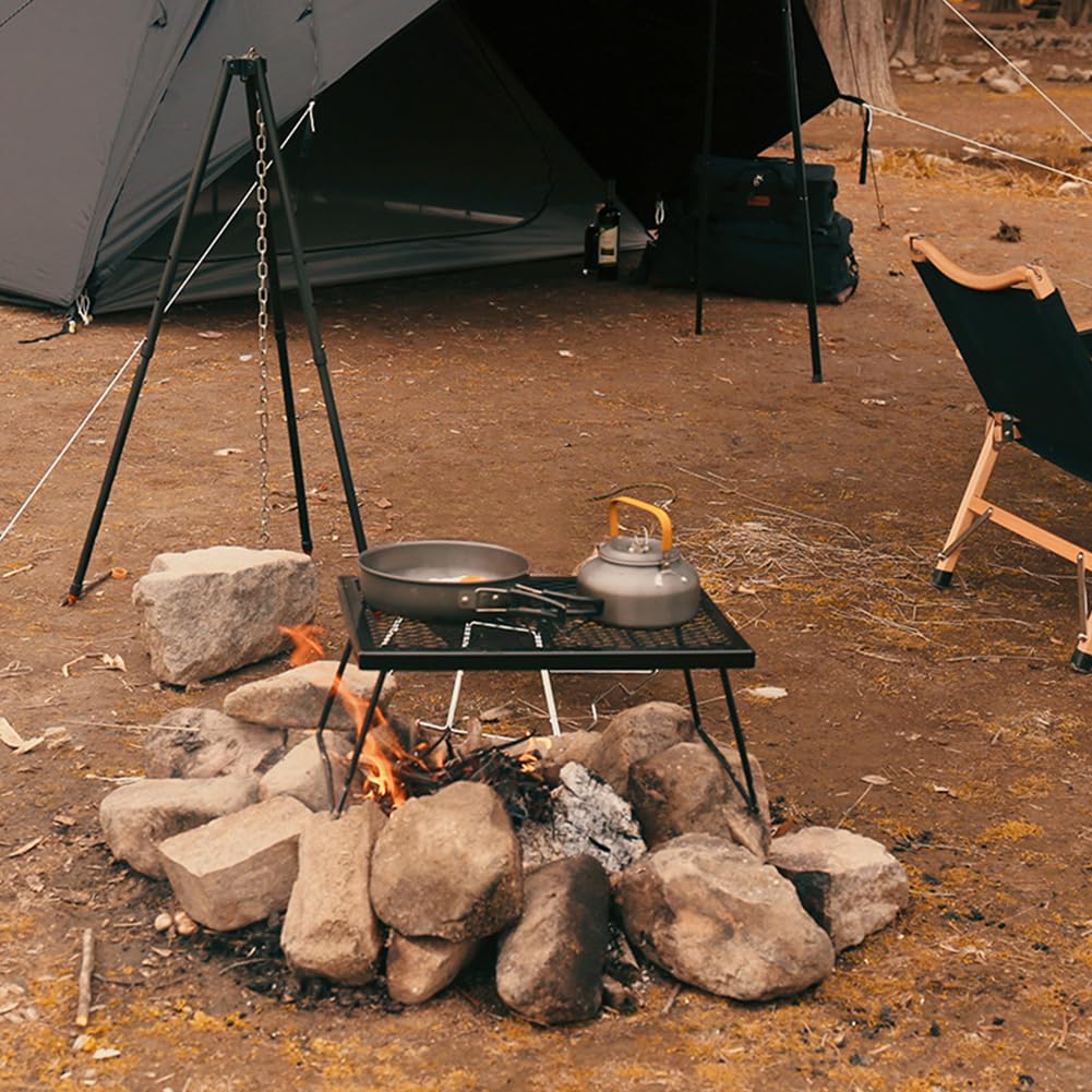 Parrilla plegable para fogata, parrilla de campamento resistente para campamento, parrilla plegable para barbacoa al aire libre, camping