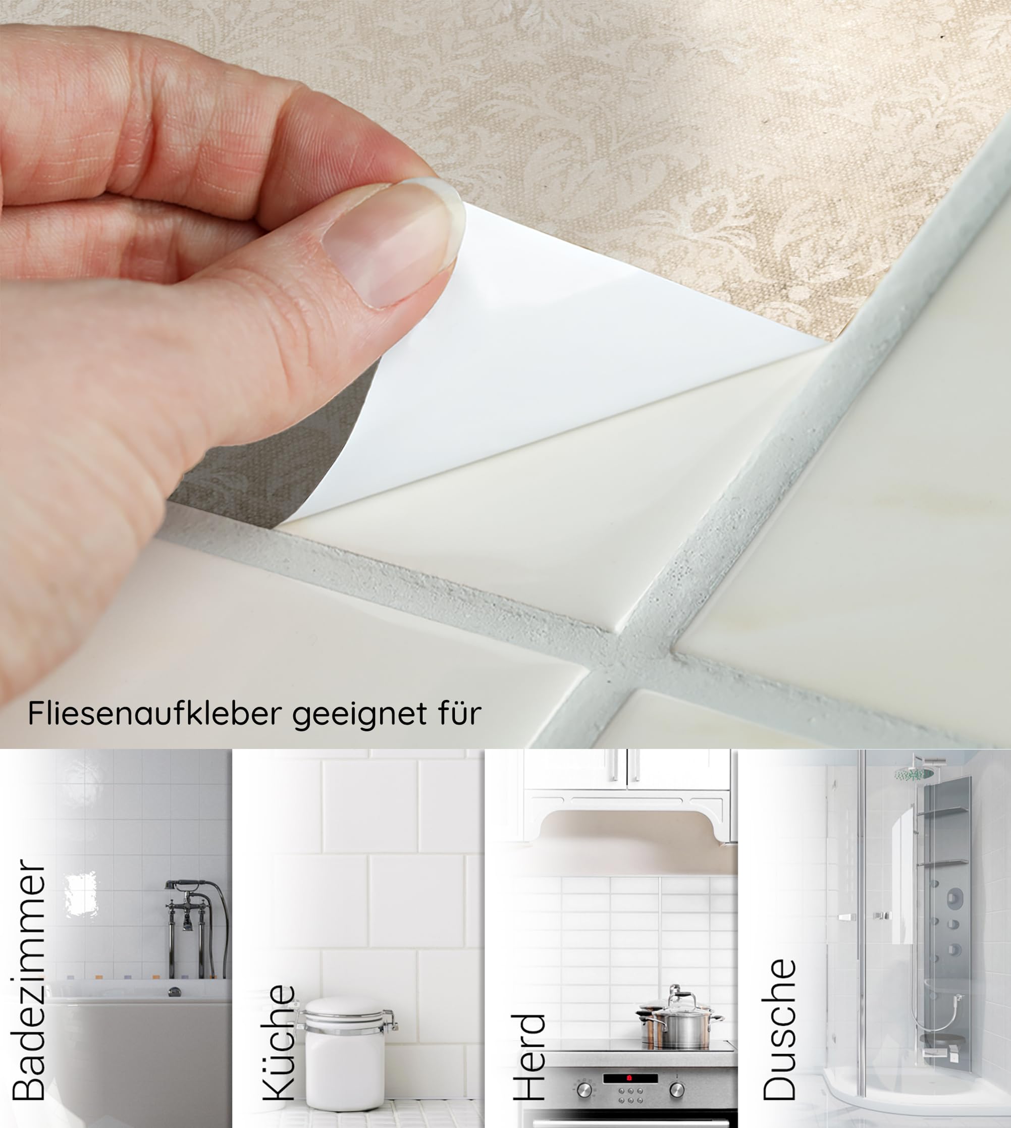 GRAZDesign Fliesenaufkleber Fliesen überkleben Vintage 10-teiliges Set Ornamente Küche Bad Fliesenspiegel - 20x25cm / 30 Stück