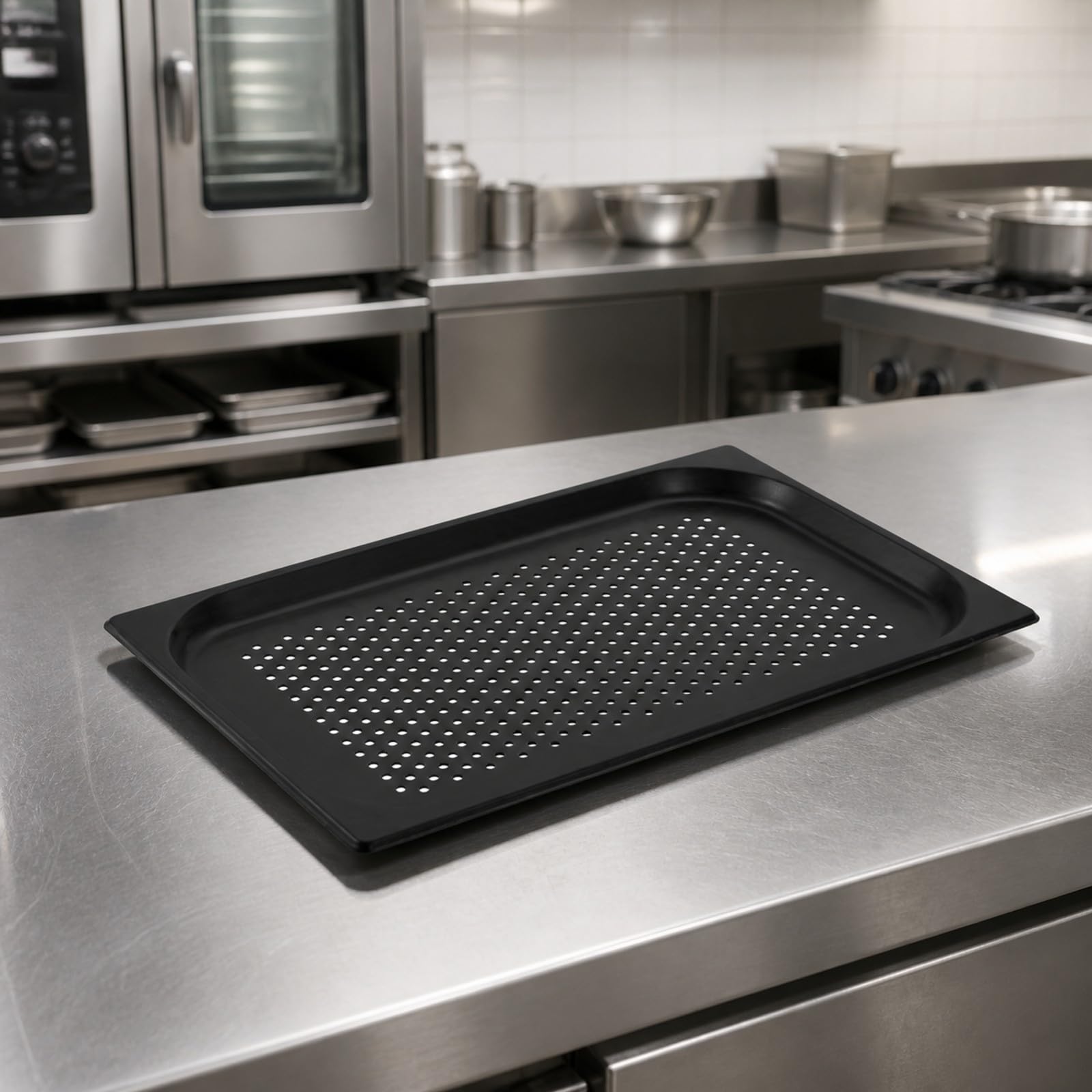 Teglia Antiaderente in Acciaio 304 Leggera Teglia Form Standard Size Compatta Vassoio da Cottura per Vapore, Arrostitura e Grigliatura, Altezza 25mm