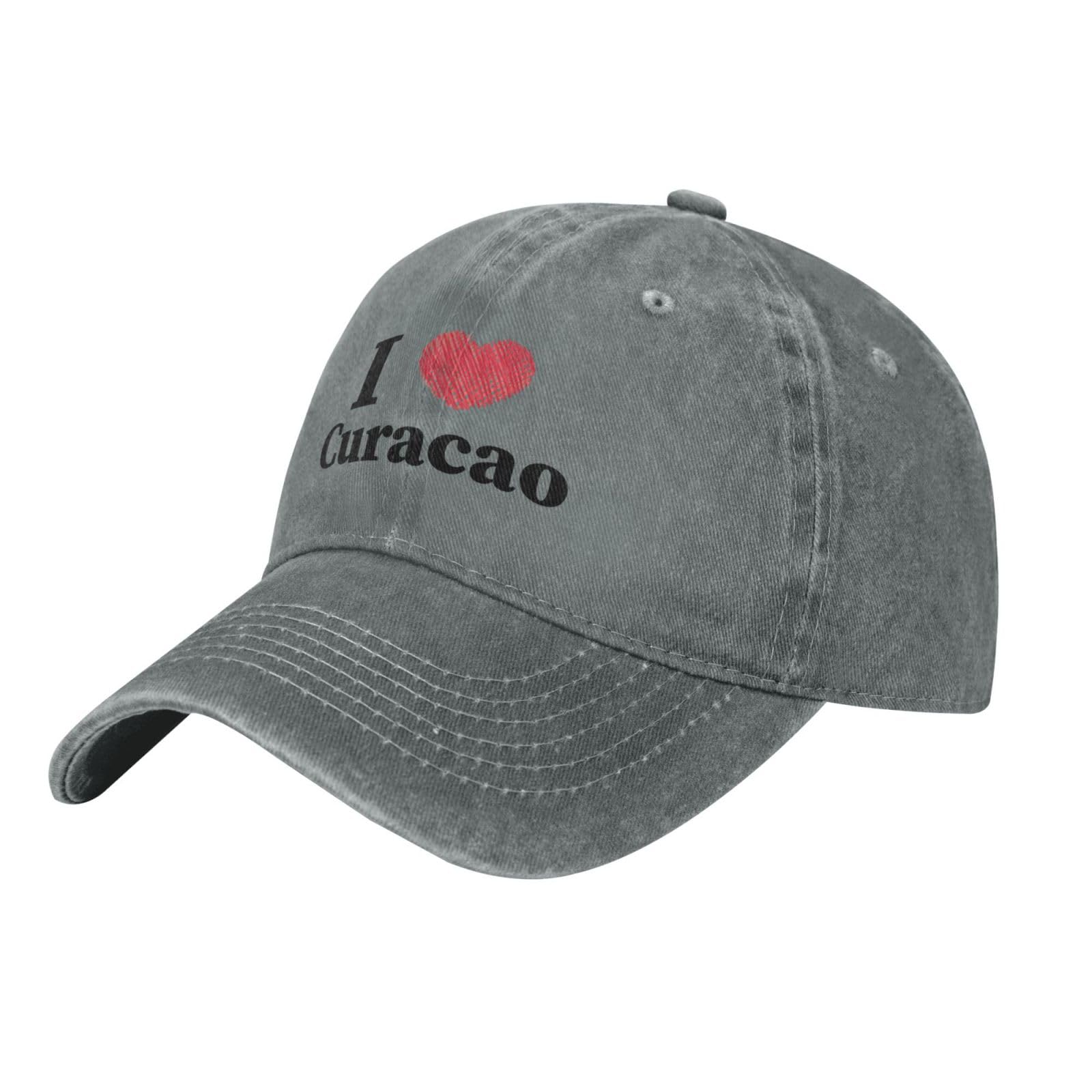 Kwqdozf Unisex Gray I Love Curacao Baseball Cap Women Men Baseball Caps Vintage Cowboy Hat Dad Hats