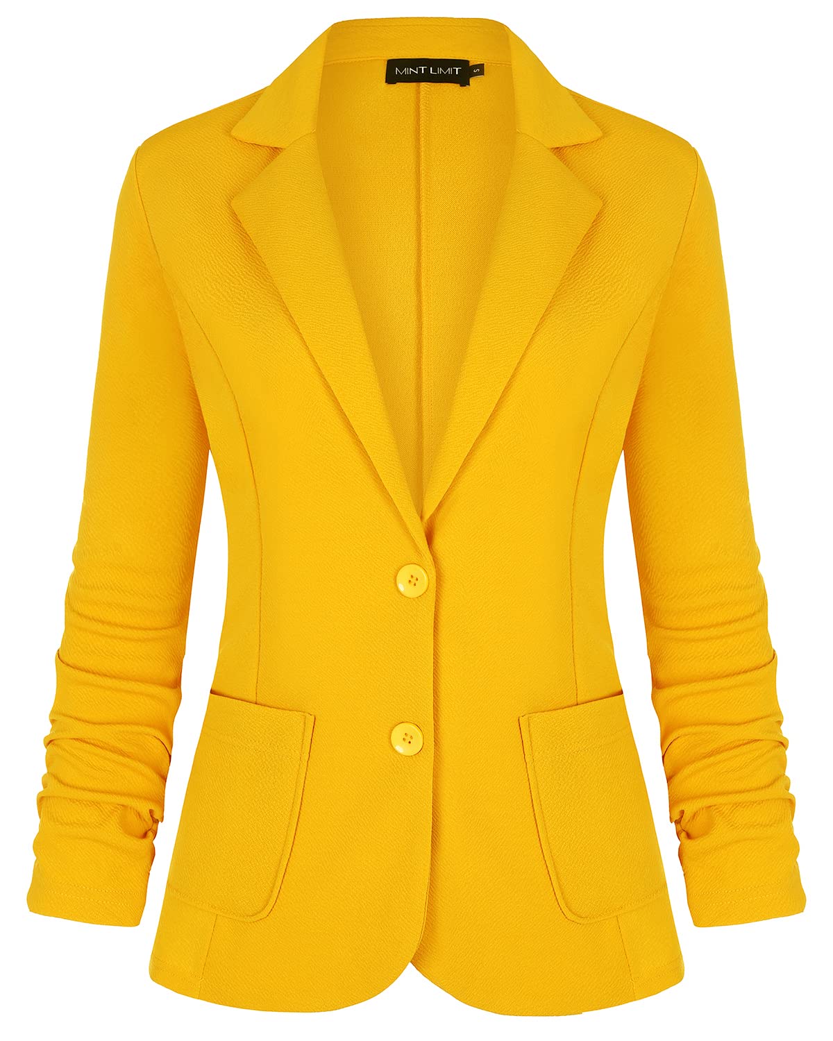 Unifizz Womens Casual Work Office Blazer Pockets Buttons Suit Jacket 3/4 Sleeve