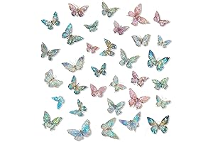 80Pcs Ice Crystals Holographic Butterfly Stickers