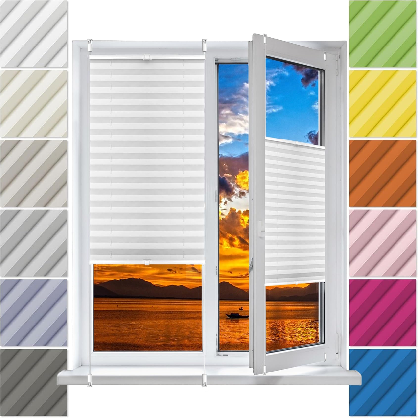 Store plissé sans perçage pour fenêtre de chambre