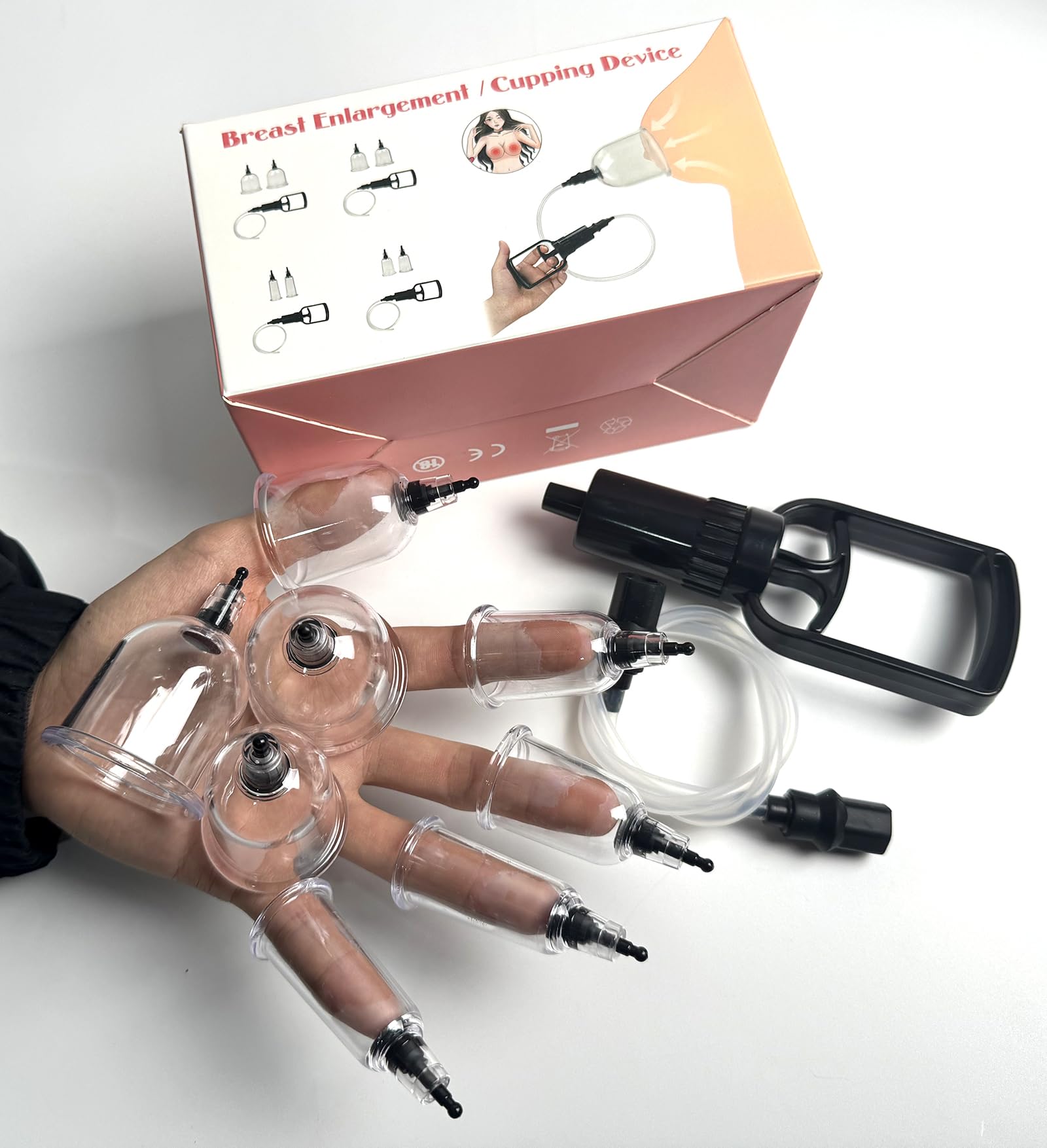 Pompe à seins Pompe à vide Agrandir 4 paires 4 tailles Aspiration mamelons Pompe à chatte Seins Aspiration clitoris vide Ventouses Jouets sexuels