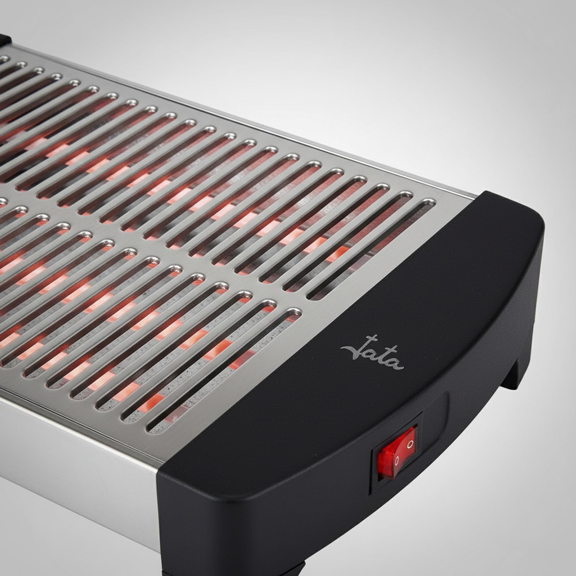 JATA TT589NG - Tostador Horizontal Tradicional, Tostador de Pan Plano Acero Inoxidable, 4 Resistencias de Cuarzo, Gran Superficie para Pan, Bollería y Repostería, 550W