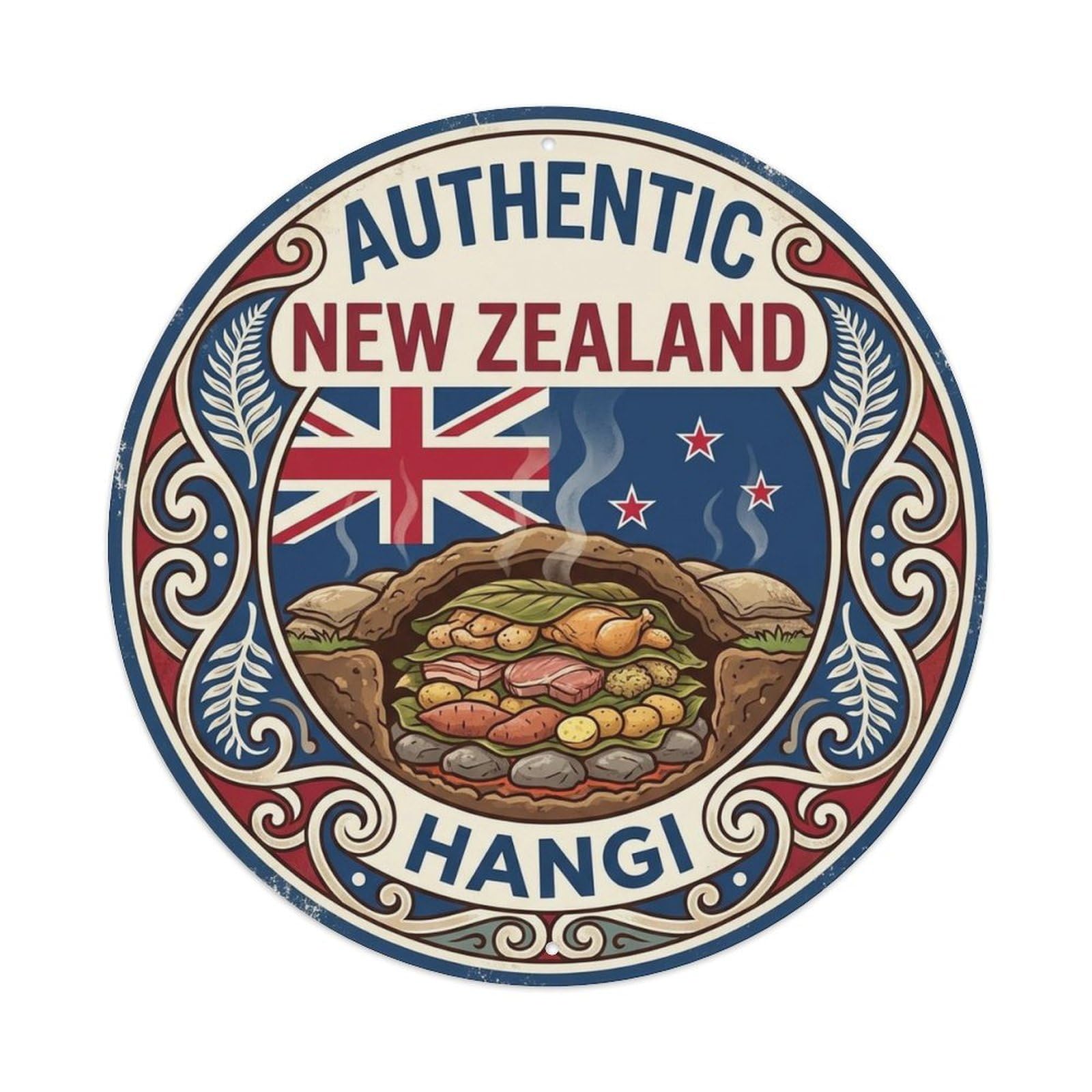 New Zealand Travel Hangi New Zealand Roast Meat Cuisine Metal Tin Sign