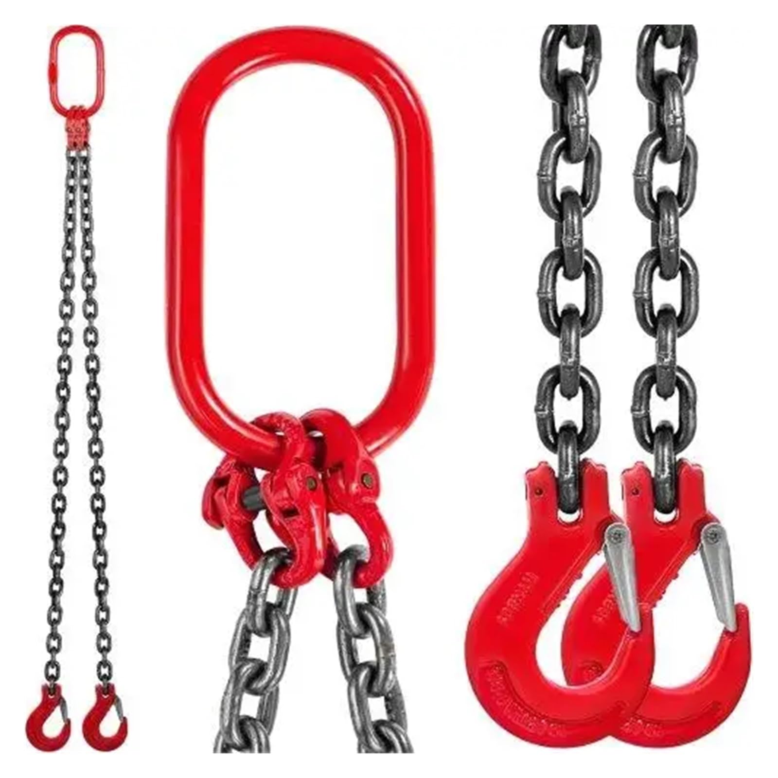 Cinghia di sollevamento a catena di grado 80 da 5 piedi, doppia gamba da 3/8 con ganci di presa, capacità di carico di 4 tonnellate, for carichi pesanti