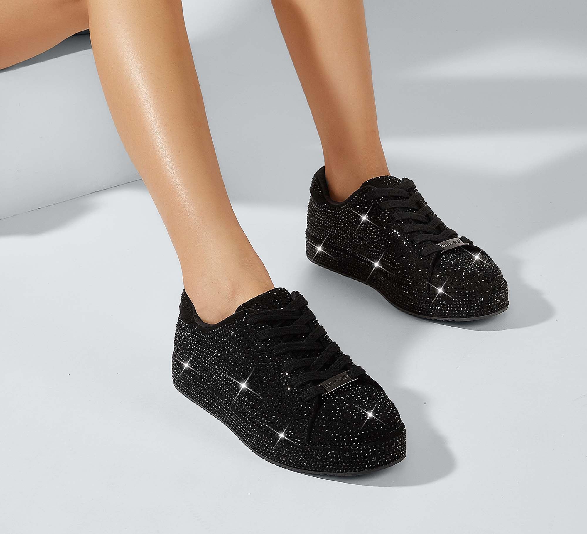 LUCKY STEP Damen Plateau Sneaker mit Strass, Funkelnde Schuhe