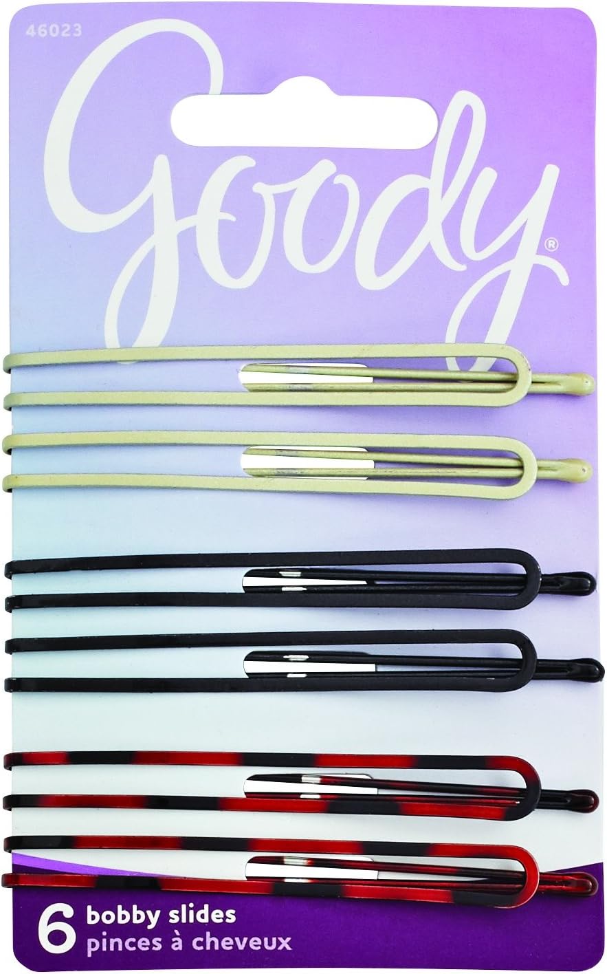 Bobby Pin Slides, Long, Assorted Colors, 6-count, (Pack of 2)