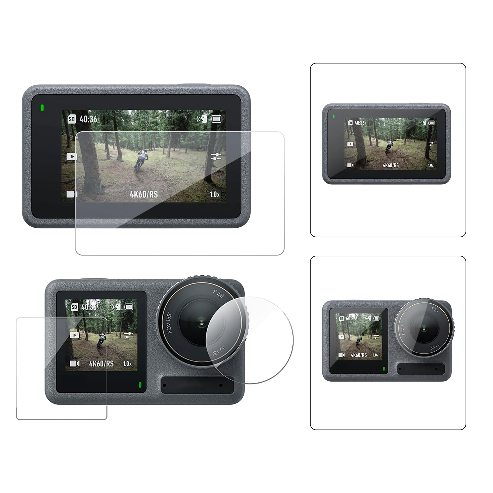 TELESIN [3 Pack] Lens Screen Protector for DJI Osmo Action 5 Pro Accessories, 0.3mm 9H Hardness Ultra HD Front and Back Screen Protector + Lens Film